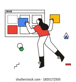 Building a business, work illustration, business illustration. Vector line illustration