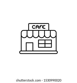 building, cafe line icon on white background