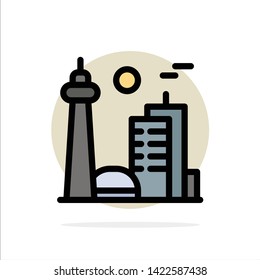 Building, Canada, City, Famous City, Toronto Abstract Circle Background Flat color Icon