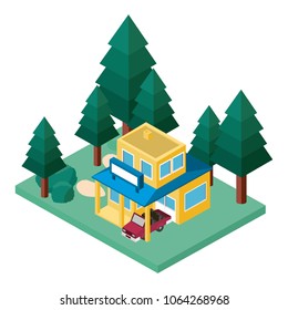 building and car scene isometric