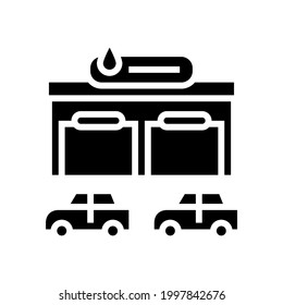 building car wash service glyph icon vector. building car wash service sign. isolated contour symbol black illustration