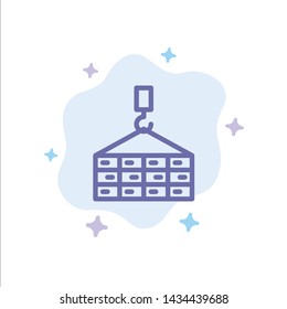Building, Cargo, Construction, Crane Blue Icon on Abstract Cloud Background