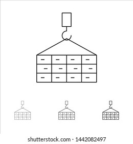 Building, Cargo, Construction, Crane Bold and thin black line icon set
