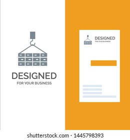 Building, Cargo, Construction, Crane Grey Logo Design and Business Card Template