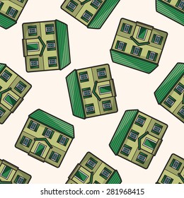 Building , cartoon seamless pattern background