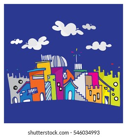 building cartoon vector character