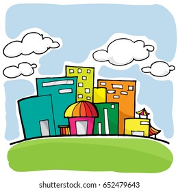 building cartoon vector character