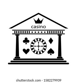 building casino logo icon playing cards and roulette