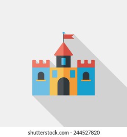 Building castle flat icon with long shadow,eps10