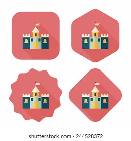 Building castle flat icon with long shadow,eps10