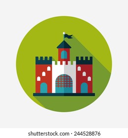 Building castle flat icon with long shadow,eps10