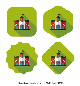 Building castle flat icon with long shadow,eps10