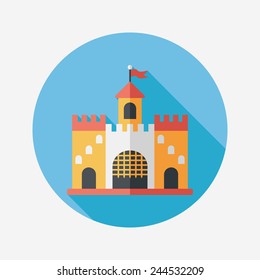 Building castle flat icon with long shadow,eps10