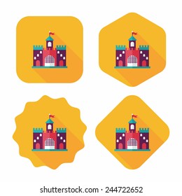 Building castle flat icon with long shadow,eps10