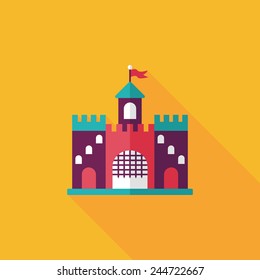 Building castle flat icon with long shadow,eps10