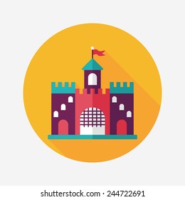 Building castle flat icon with long shadow,eps10