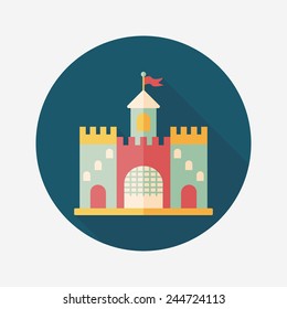 Building castle flat icon with long shadow,eps10