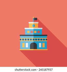 Building castle flat icon with long shadow,eps10