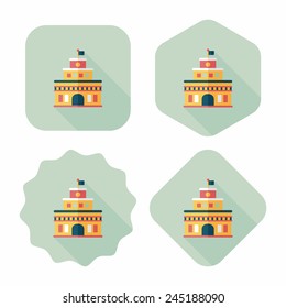 Building castle flat icon with long shadow,eps10