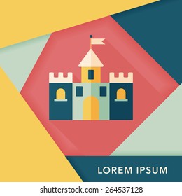 Building castle flat icon with long shadow,eps10