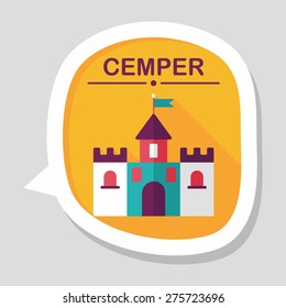 Building castle flat icon with long shadow,eps10