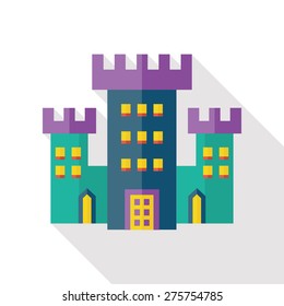 Building castle flat icon with long shadow