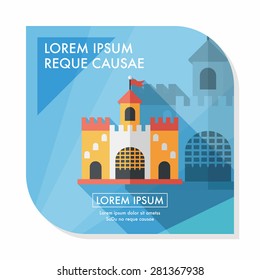 Building castle flat icon with long shadow,eps10