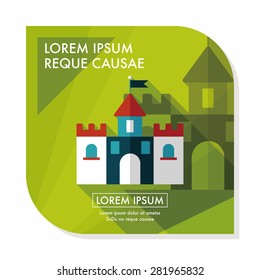 Building castle flat icon with long shadow,eps10