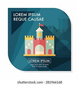 Building castle flat icon with long shadow,eps10