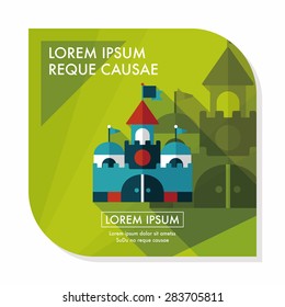 Building castle flat icon with long shadow,eps10