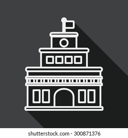 Building castle flat icon with long shadow, line icon