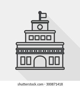 Building castle flat icon with long shadow, line icon