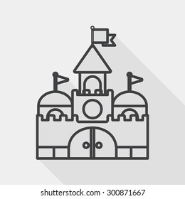 Building castle flat icon with long shadow, line icon