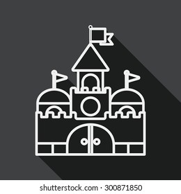 Building castle flat icon with long shadow, line icon