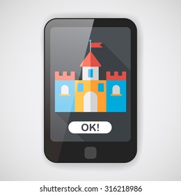 Building castle flat icon with long shadow,eps10