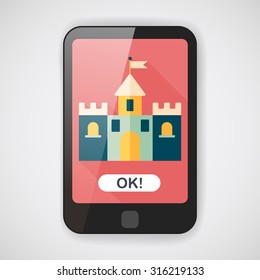 Building castle flat icon with long shadow,eps10