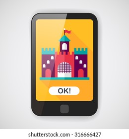 Building castle flat icon with long shadow,eps10