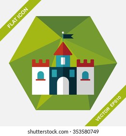 Building castle flat icon with long shadow,eps10