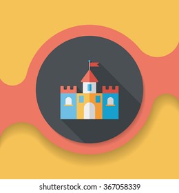 Building castle flat icon with long shadow,eps10
