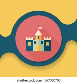 Building castle flat icon with long shadow,eps10