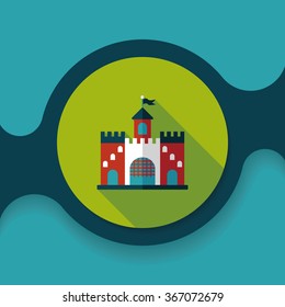 Building castle flat icon with long shadow,eps10