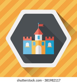Building castle flat icon with long shadow,eps10