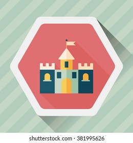 Building castle flat icon with long shadow,eps10