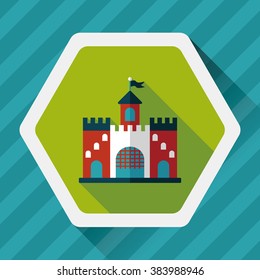 Building castle flat icon with long shadow,eps10