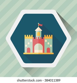 Building castle flat icon with long shadow,eps10
