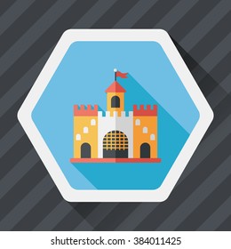 Building castle flat icon with long shadow,eps10