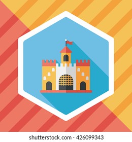 Building castle flat icon with long shadow,eps10