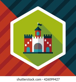 Building castle flat icon with long shadow,eps10