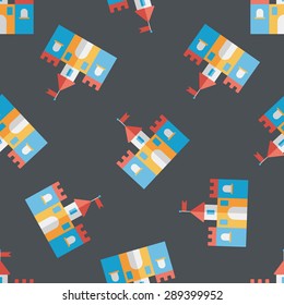 Building castle flat icon,eps10 seamless pattern background