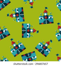 Building castle flat icon,eps10 seamless pattern background